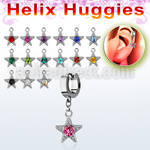 ehhsar helix huggie w a dangling a round crystal studded star
