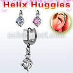 ehhz10 helix huggie w a dangling small dolphin design w cz