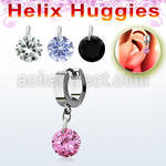 ehhz407 helix huggie w a dangling 8mm round cz stone