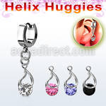 ehhz416 stainless steel helix huggie w dangling snap fit cz