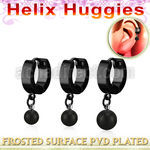 ehkfot black stainless steel helix huggie dangling frosted ball
