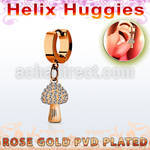 ehr764 rose gold stainless steel helix huggie crystal mushroom 