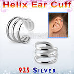 ehvcf13 sterling silver helix ear cuff with three plain rings
