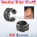 ehvcf14 sterling silver helix ear cuff with leaf design