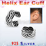 ehvcf16 sterling silver helix ear cuff with weave pattern design