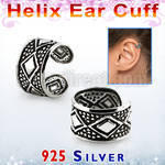 ehvcf21 sterling silver helix ear cuff with a rhomb design