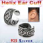 ehvcf24 sterling silver helix ear cuff with tribal hearts design
