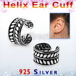 ehvcf9 sterling silver helix ear cuff with leaf design