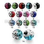 emfr3 3mm ball with ferido glued 2 color multi crystals