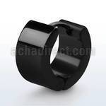 er139 pair of plain black stainless steel huggies ear hoops
