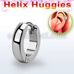 er247 tiny high polished steel helix huggie with rounded edges