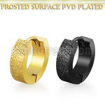 er269t pvd plated stainless steel huggie w frosted surface