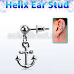 erbd632 316l steel helix ear stud ball with high polished anchor