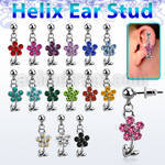 erbd6 316l steel helix ear stud ball w crystal studded flower