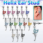 erbd7 316l steel helix ear stud ball with a crystal fairy