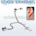 erdl1 stainless steel fake slave helix clip w chain pearls