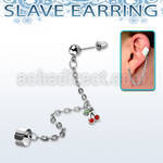 erdl2 steel fake slave helix clip with chain crystal cherry