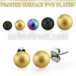 erfobt pair of ball shaped frosted anodized steel ear studs