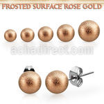 erfobtt pair of ball shaped frosted rose gold ear studs