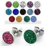 erfrr pair of stainless steel ear studs with ferido crystals