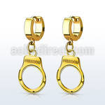 erg765 gold pvd plated stainless steel huggie dangling handcuff