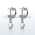 erh767 stainless steel huggies earrings w a dangling tulip 