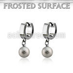 erhfo8 steel huggies earrings w 8mm frosted steel balls