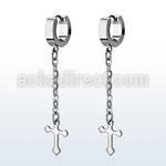 erhlcros stainless steel huggies w crosses dangling on chains 
