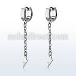 erhllit stainless steel huggies w lightning crosses on chains 