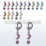 erhmh steel huggies earrings w dangling moon w heart