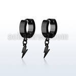 erklit black steel huggie earring w dangling lightning symbol