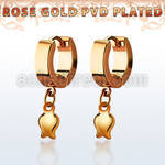 err767 rose gold stainless steel huggie earring w a tulip 