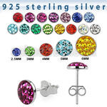 ervfr pair of silver ear studs w ferido glued crystals