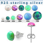ervop pair of 925 silver ear studs w round synthetic opal top