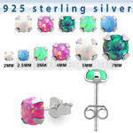 ervpop silver ear stud w prong set round synthetic opal tops