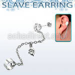 erzdld4 steel slave ear stud w prong cz w dolphin w cz dangle