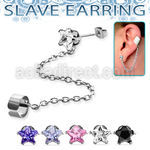erzsdl 316l steel slave ear stud with star prong set cz stone