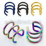 etcf3 anodized 316 steel non piercing ear cuff with 3 hoops