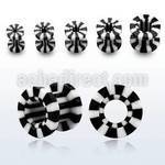 fap black and white striped acrylic screw fit flesh tunnel