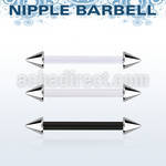 fbbnpcn bioflex nipple barbell, 14g (1.6mm) w 4mm steel cones
