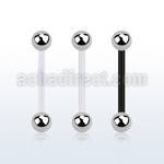 fbbs bioflex tongue barbell, 14g (1.6mm) w 5mm steel balls