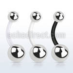 fbng bioflex belly banana, 14g (1.6mm) with 58mm steel ball