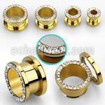 fgspfr gold pvd steel flesh tunnel w ferido multi crystal rim