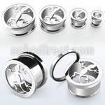 fliz polished 316l steel screw fit flesh tunnel with lizard