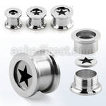 fpsr 316l steel screw fit flesh tunnel w laser cut star