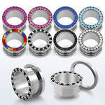 fscpc high polished 316l steel screw fit tunnel w crystal rim