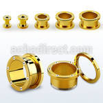 fsjg gold anodized steel screw fit flesh tunnel w crystal