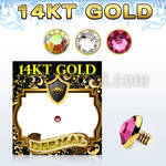 g14ifb3 3mm solid 14k gold dermal anchor top part w set crystal
