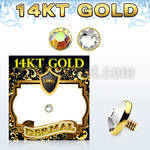 g14ifb4 4mm solid 14k gold dermal anchor top part w set crystal