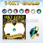 g14ifb5 5mm solid 14k gold dermal anchor top part w set crystal